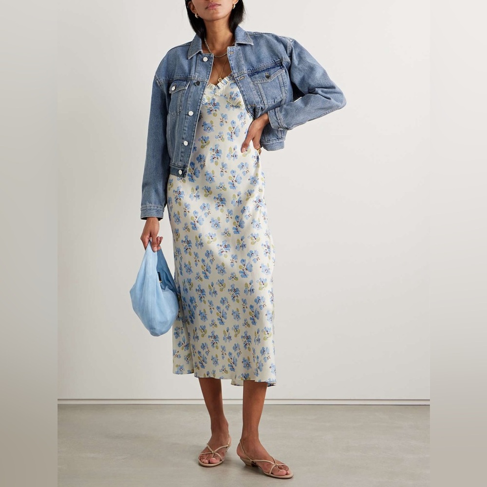 DÔEN ruffled floral-print midi dress size 2